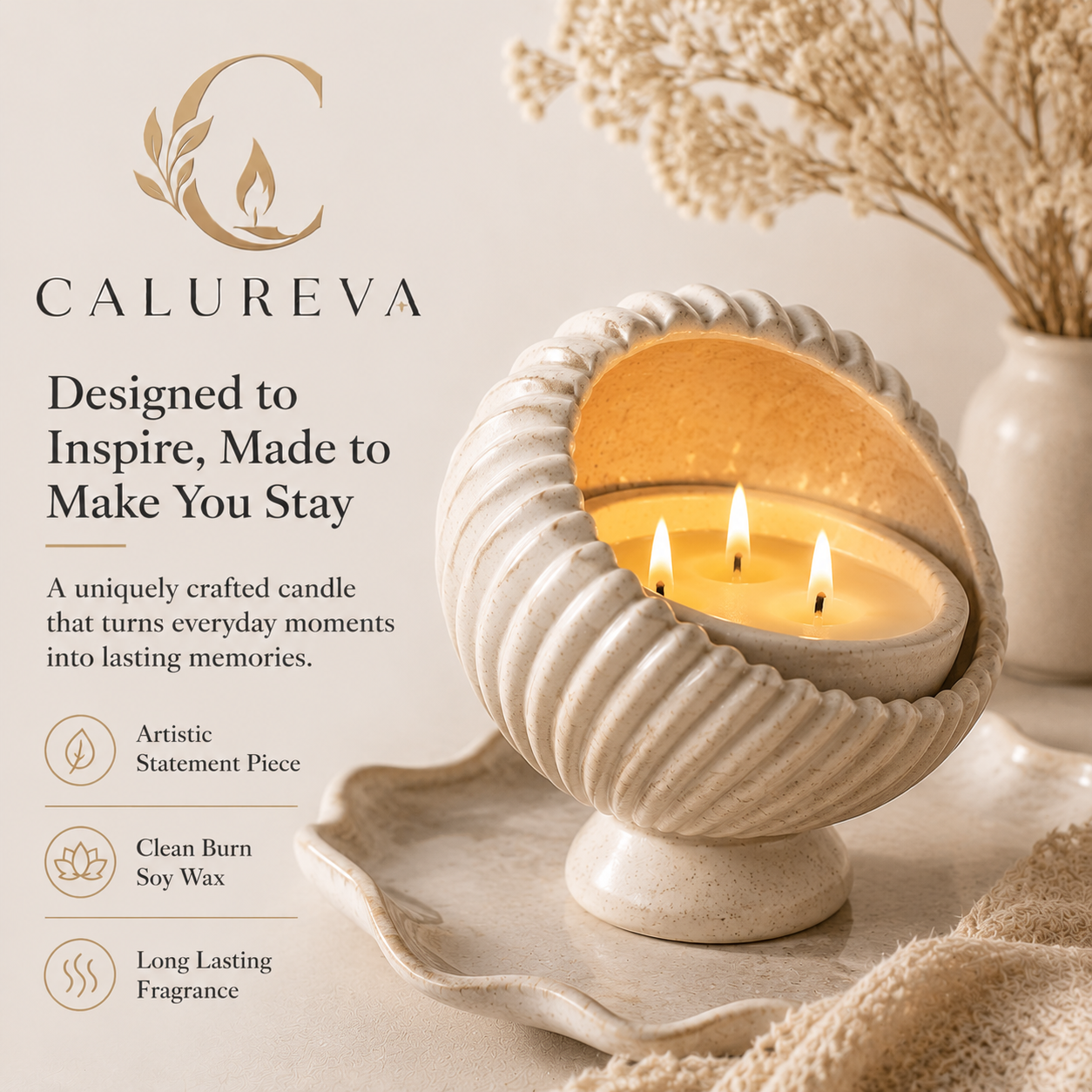 Calureva™ “Halo Ember Bloom Candle Sculpture”