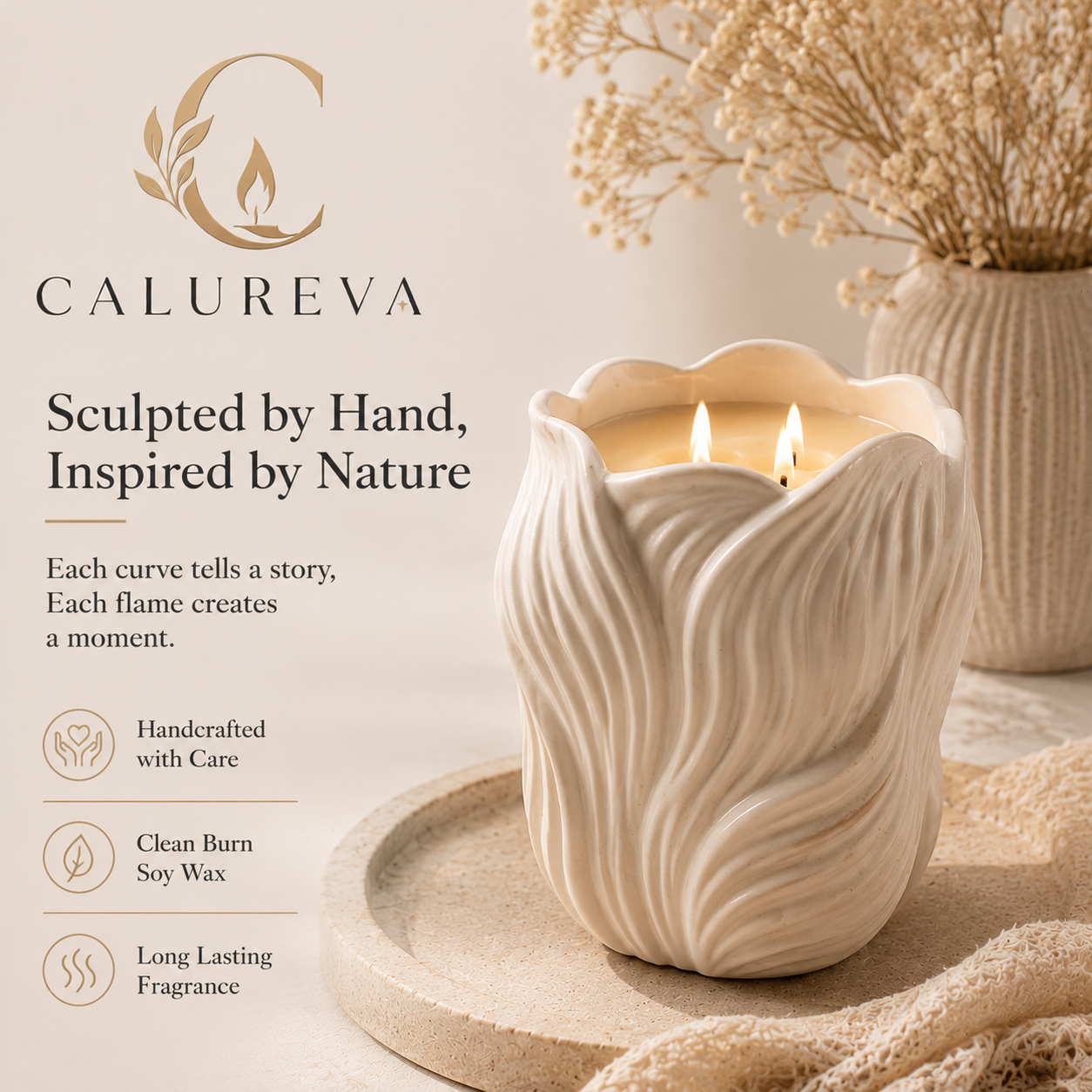 Calureva™ “Seraph Curve Artisan Candle”